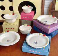 Service de table en porcelaine Fruit Paradise, ensemble de bols et d'assiettes, motif de dessin animé à haute valeur chromatique, design frais et mignon, assiette à dessert ronde