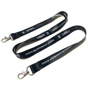 Polyester tôm hùm Móc Cổ dây buộc màu đen đồng bằng đôi móc Keychain dây buộc với logo tùy chỉnh Đôi Dây Buộc - Product Image 2