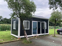 Conteneur mobile de 20 pieds à toit en pignon, respirant, en panneaux sandwich, pour appartement, bureau, hôtel, chambre, magasin, style minimaliste moderne