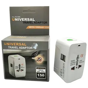 Adaptador de tomada universal para viagem, adaptador para viagem tipo a 2usb reino unido estados unidos união europeia e austrália