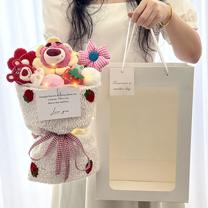 Bouquet Éternel de Fleurs d'<span class=keywords><strong>Hortensia</strong></span> au Crochet Fait Main, Adorables Ours <span class=keywords><strong>Fraise</strong></span>, Décoration Maison, Cadeau Pâques et Saint-Valentin - Product Image 2