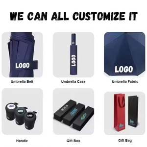 Wholesale Three-Fold <b>Folding</b> Umbrella for Promo Men Business Gift Manual Windproof Rain Custom LOGO UV Printing Umbrellas - Product Image 3