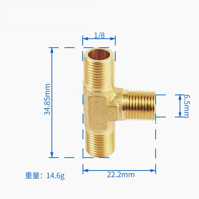 Tee 3 Ways Brass Csőszerelvények Egyenlő Aljzat 1/8″ 1/4″ 3/8″ BSP - Foto 9