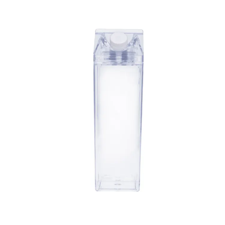 1000ml Bpa free Rectangle Reusable Leakproof Transparent Plastic Clear Milk Carton Water Bottle