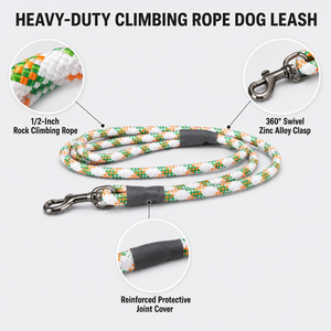 Laisse pour chien en corde d'escalade robuste, 1/2 pouce, en nylon tressé simple/torsadé, durable, réfléchissante, style occidental avec perles, pour grands chiens - Product Image 1