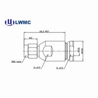 Connecteur LWMC SMA mâle à fixation par pince sur panneau, montage SMT sur circuit imprimé, 1.60 Max Pin, contact extérieur plaqué CuSnZn