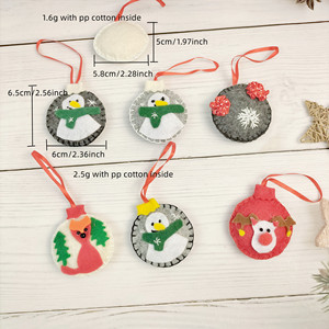 Felt Christmas Party Decorations Round Deer Snowman Santa Claus Felt Hanging <b>Ornament</b> Xmas Home Decor - Product Image 5