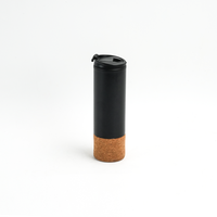Taza de Viaje de Acero Inoxidable con Logotipo Personalizado, 16 oz, Mate, Reutilizable, Doble Pared, Interior de PP, con Base de Corcho