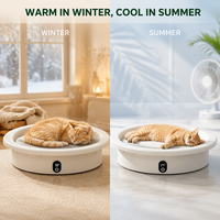 Lit pour animaux de compagnie en plastique thermostatique intelligent avec chauffage et refroidissement automatiques, utilisable en toutes saisons, emballé dans un carton, tapis de couchage pour chat et chien