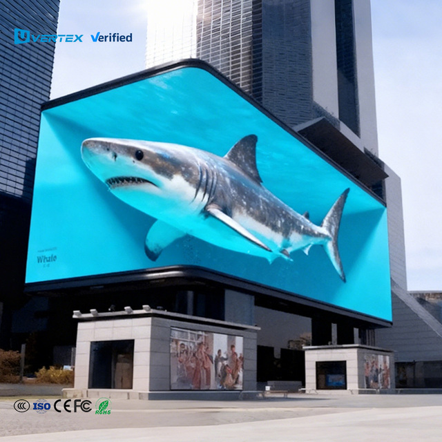 Vertex Glasses-free 3D Waterproof Ultra-thin Fixed Installation Outdoor LED Advertising Display P4.44 P5.7 P6.67 P8 960*960mm