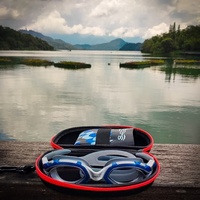 Étui pour lunettes de natation SAEKO en EVA noir recyclable et personnalisable, couleurs Pantone personnalisées, logo disponible, 18x10x5.5cm, modèle LY45
