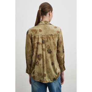 Vero Moda Camisa con botones y estampado floral para mujer, color caqui, informal, para el día a día, blusa de popelina - Product Image 4