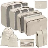 Ensemble de 9 cubes de rangement en PVC pour bagages de voyage, organiseurs de voyage, sacs de rangement, motif carré