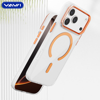 Étui de téléphone magnétique transparent VAWI B086 Silver Shield Series avec cadre d'objectif en métal pour iPhone 14 15 16 17 Pro Max Funda De Celular
