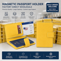 Portefeuille de voyage multifonctionnel portable anti-RFID avec bouton, personnalisable, en cuir PU multicolore, pour passeport