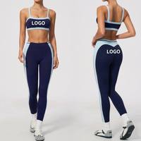 Ensemble de yoga contrastant effet seconde peau pour femme, ensemble assorti color block, tenue de sport esthétique 'Clean Girl'