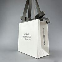 Sac de shopping réutilisable pour magasin de vêtements en papier kraft blanc mat biodégradable écologique de luxe avec logo personnalisé