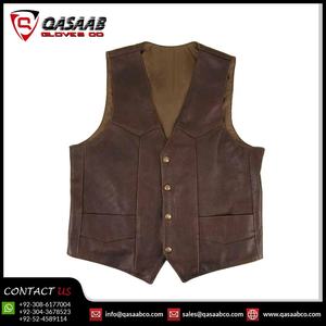 OEM Service All Sizes High Quality Breathable <b>Women</b> Sheepskin Leather Motorcycle Motorbike Bikers <b>Brown</b> <b>Waistcoat</b> Vests - Product Image 2
