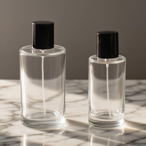 Flacon de parfum de luxe du fabricant, flacon vintage vide de 30 ml, 50 ml, 100 ml, flacon de parfum rond de luxe avec bouchon noir - Product Image 1