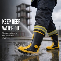 Bottes en caoutchouc pour pompiers professionnels, résistantes à la chaleur, anti-flammes, antidérapantes, avec embout en acier, durables, bottes de sécurité pour la lutte contre les incendies