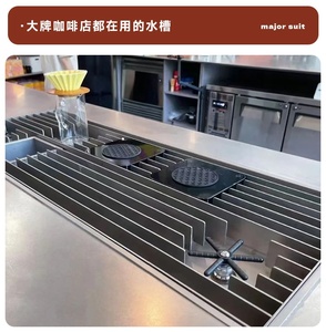 Barra de cocina comercial, Mostrador de cafetería, Mostrador de acero inoxidable con enjuagador de vidrio y <span class=keywords><strong>escurridor</strong></span> - Product Image 6