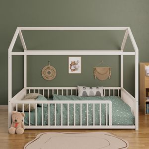 Corralito Moderno para Bebés de Tamaño Completo, Casa de Metal con Techo y <span class=keywords><strong>Valla</strong></span> Plegable, Color Natural, Uso Interior para Niños y Niñas - Product Image 4
