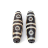Perles en pierre d'agate Dzi tibétaine naturelle 12x38mm, bicolores, breloques en pierres précieuses pour la fabrication de bijoux et la collection
