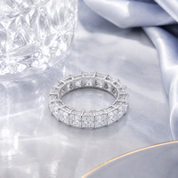 Bagues en argent sterling S925 avec moissanite taille princesse, alliance éternité, bijoux fins unisexes, éclat éblouissant pour un usage quotidien, cadeau