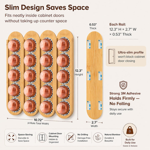 <span class=keywords><strong>Support</strong></span> <span class=keywords><strong>mural</strong></span> pour 20 capsules de café en bambou, vertical et horizontal, pour l'intérieur d'une porte d'armoire. - Product Image 1