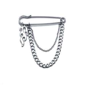 Punk Brooch <b>Chain</b> 3in/7.5cm Silver Metal Unisex Harajuku Fashion Accessory for Jeans Pants <b>Belt</b> Decoration - Product Image 3