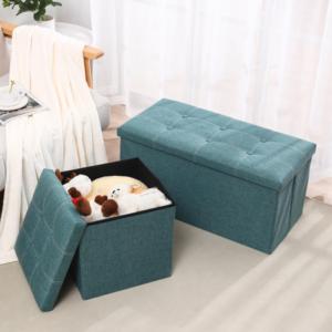 Puff Moderno Dobrável para Quarto Infantil com Banco de Armazenamento e Organizador em Tecido - Product Image 4