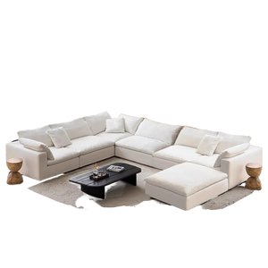 Juego de Sofás Modulares Estilo Nube Color Crema, Moderno y Minimalista de Voxhome, Muebles de Diseño para Sala de Estar - Product Image 1