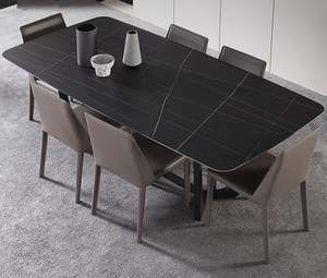 مطبخ فاخر فريد من نوعه في شكل مربع ومستطيل الشكل اصطناعي 6 مقاعد ساق فولاذية - Product Image 2