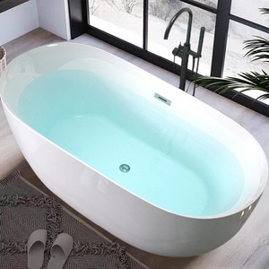 Bañera Ovalada Moderna y Minimalista <span class=keywords><strong>de</strong></span> Acrílico para Apartamentos Pequeños y Hoteles/Casas <span class=keywords><strong>de</strong></span> Huéspedes; Bañera Independiente Móvil <span class=keywords><strong>de</strong></span> una Sola Pieza sin Juntas - Product Image 4