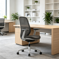 Silla de Oficina Ejecutiva Moderna KOHO, Blanca, Ergonómica, con Respaldo Medio de Malla, Altura Ajustable, para Oficina en Casa