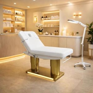 Cama de masaje eléctrica de cuerpo completo dorada, precio de fábrica, para spa y belleza - Product Image 1