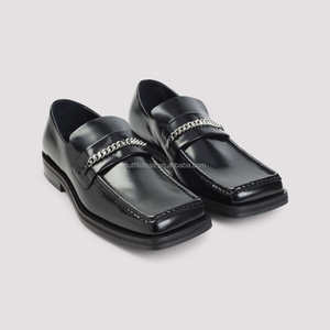 Zapatos de vestir Derby unisex de cuero 100% de alta calidad con correa y cadena, y mules de cuero negro con cadena y punta de bola para <span class=keywords><strong>hombre</strong></span> - Product Image 6
