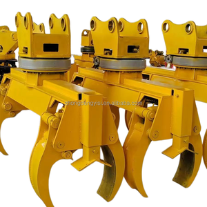 Accessoire multifonctionnel pour excavatrice : Grappin télescopique hydraulique pour poteaux, avec cylindre rotatif et engrenage de positionnement - Product Image 3