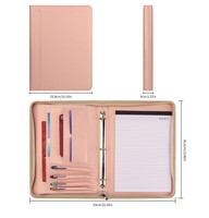 Carpeta de presentación Gangtong de 3 anillas de cuero PU para mujer, con cremallera, funda para tableta, planificador de cuero vegano.