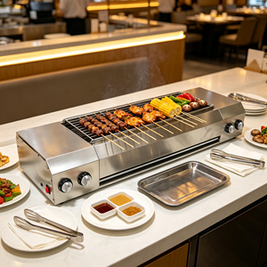 Restaurant Snack Shop Zoned Gas Griddle 2800W High Power Stainless Steel Non-Stick Flat <b>Cooking</b> <b>Grill</b> - Product Image 4