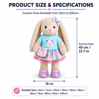 Peluche personnalisée en forme de lapin de 40 cm, tenue de poupée lapin, robe de poupée à paillettes OEM, accessoires en peluche EN71