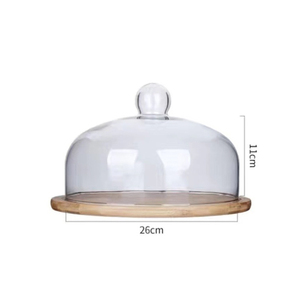 Grosir Kayu Bambu Kasar Dekoratif Kejutan Natal Kue Pernikahan Berdiri dengan Kubah Kaca - Product Image 3