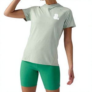 T-shirt à manches courtes vert clair pour femme, col rond, coupe classique, séchage rapide, tricoté, 100% coton biologique, uni, écologique - Product Image 1