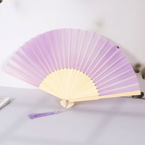 Ventaglio Pieghevole in Tessuto Monocolore da 21 cm con Manico in Bambù per Matrimoni e Feste, Regali Promozionali per Matrimoni - Product Image 5