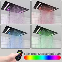 Pommeau de douche moderne en acier inoxydable 304 chromé, 14x20 pouces, LED multifonction, jet pluie complet et cascade, garantie 5 ans