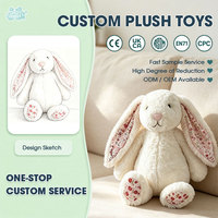 Peluche personnalisée lapin aux longues oreilles, jouet en peluche doux, animal en peluche câlin, mascotte, service OEM ODM, vente directe d'usine, livraison rapide