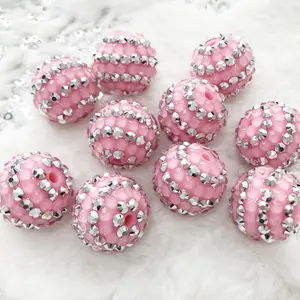 20mm China Wholesale Chunky Gumball Beads Bulk Bubblegum Beads Resin Rhinestone Beads For Jewelry Making