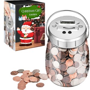 Tarro de dinero de plástico ecológico con manejo de Dólares completo con asa, alcancía de conteo electrónico inteligente para niños, regalos de navidad - Product Image 5