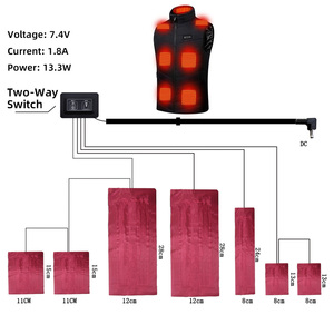 Nouveau coussin chauffant infrarouge en Fiber de carbone 7.4V/1.8A feuille chauffante 13.3W élément chauffant électrique pour veste de vêtements d'extérieur - Product Image 1