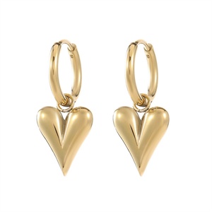 Joyería Minimalista, Pendientes de Aro con Corazón Retorcido y Perla, Chapados en Oro de 18k, Pendientes de Espada para Mujer - Product Image 2